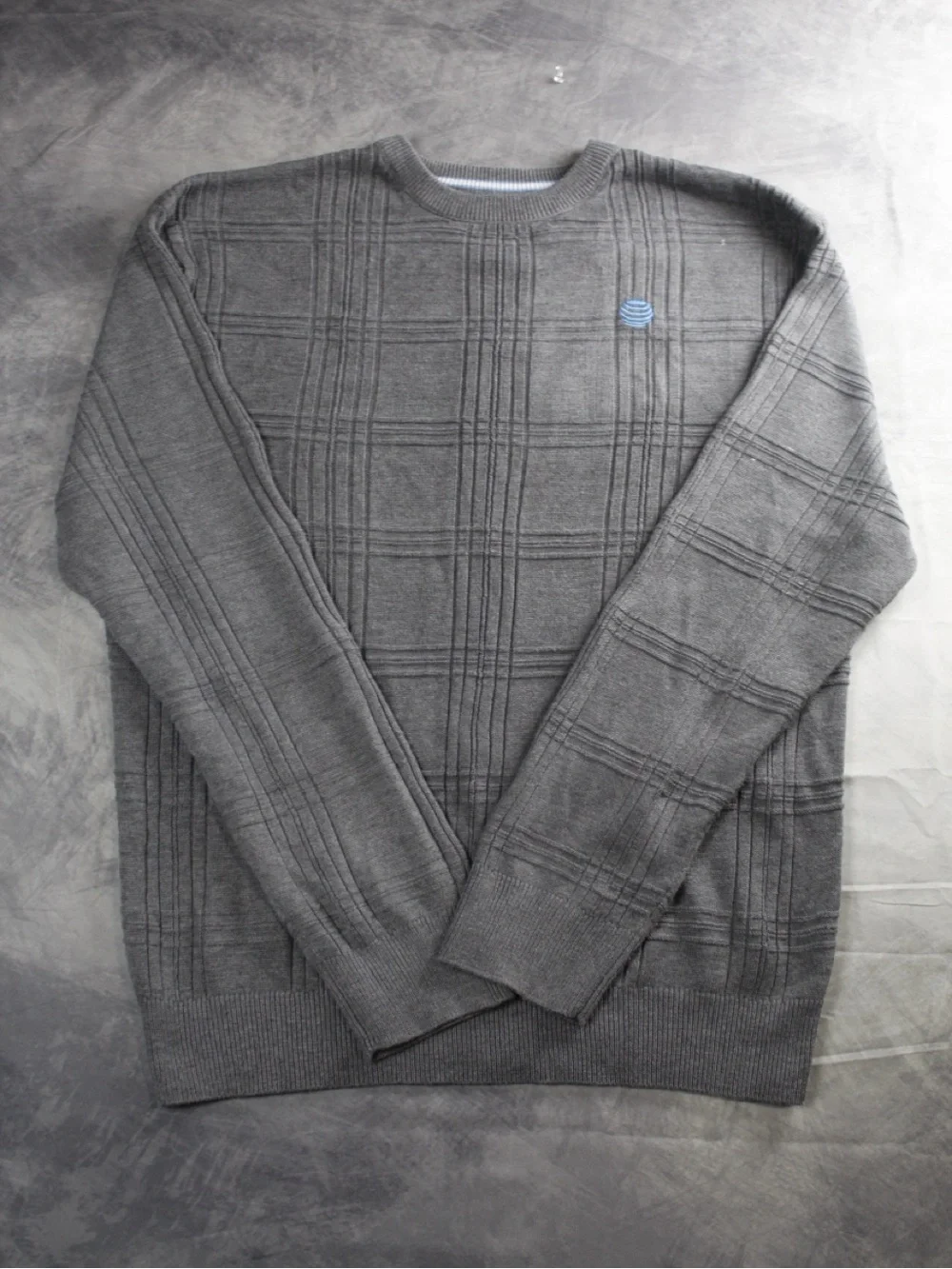 AT&T Branded Gray Crewneck Knit Sweater Long Sleeve Corporate Merch Mens XL
